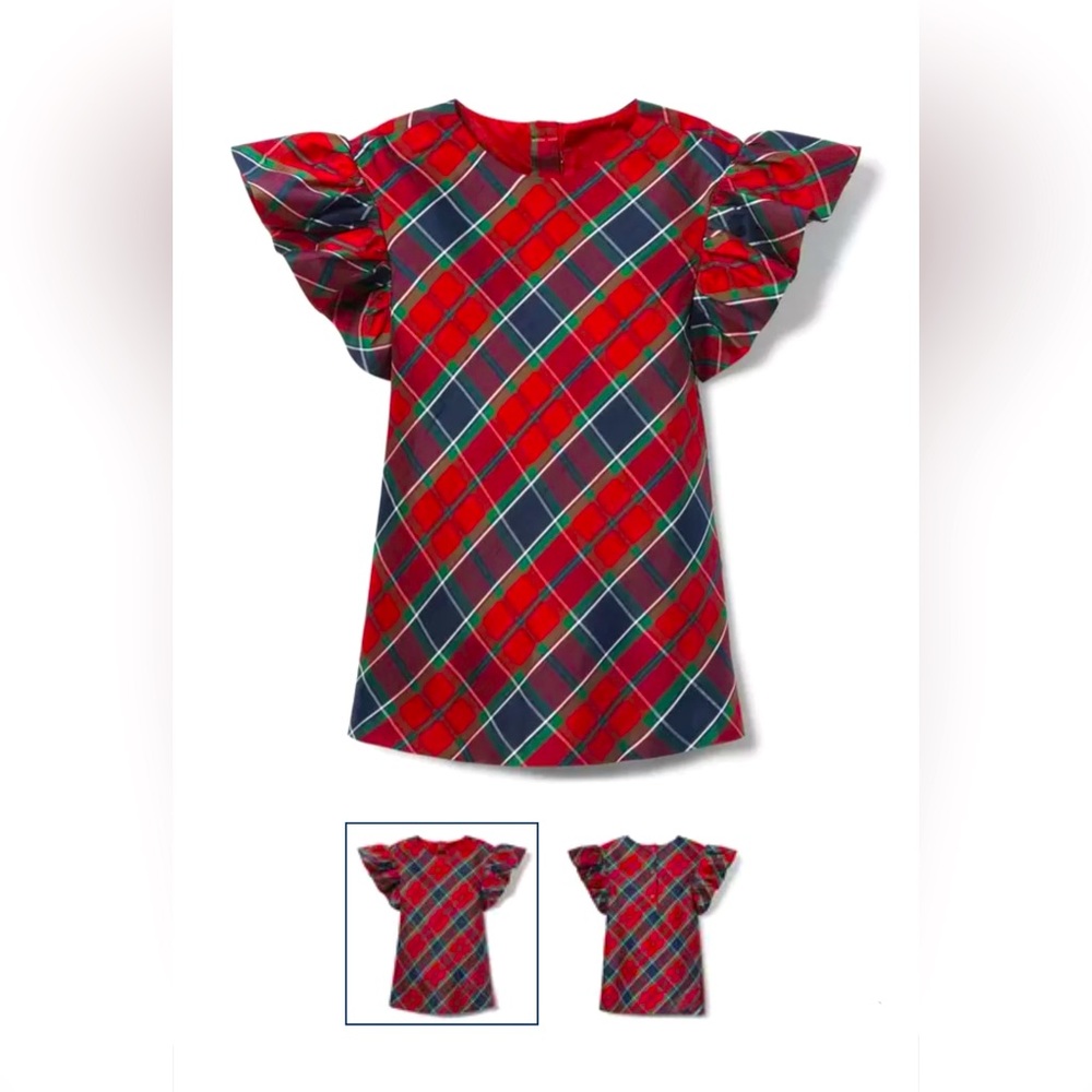 Janie and Jack Red Plaid Ruffle Sleeve Dress